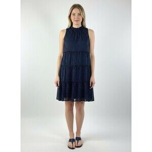 Sara Michelle Halter polka dot dress Navy size M (Pre-Loved)